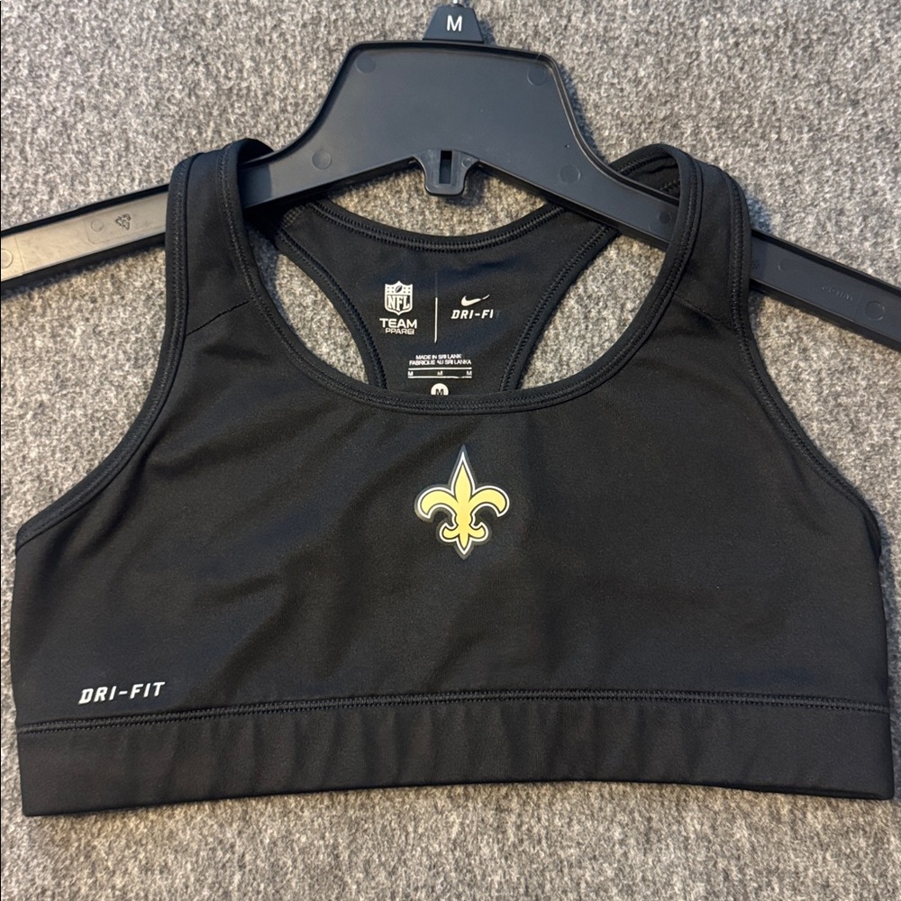 Nike Black Dri-FIT Sports Bra with Gold Emblem Saints ⚜️